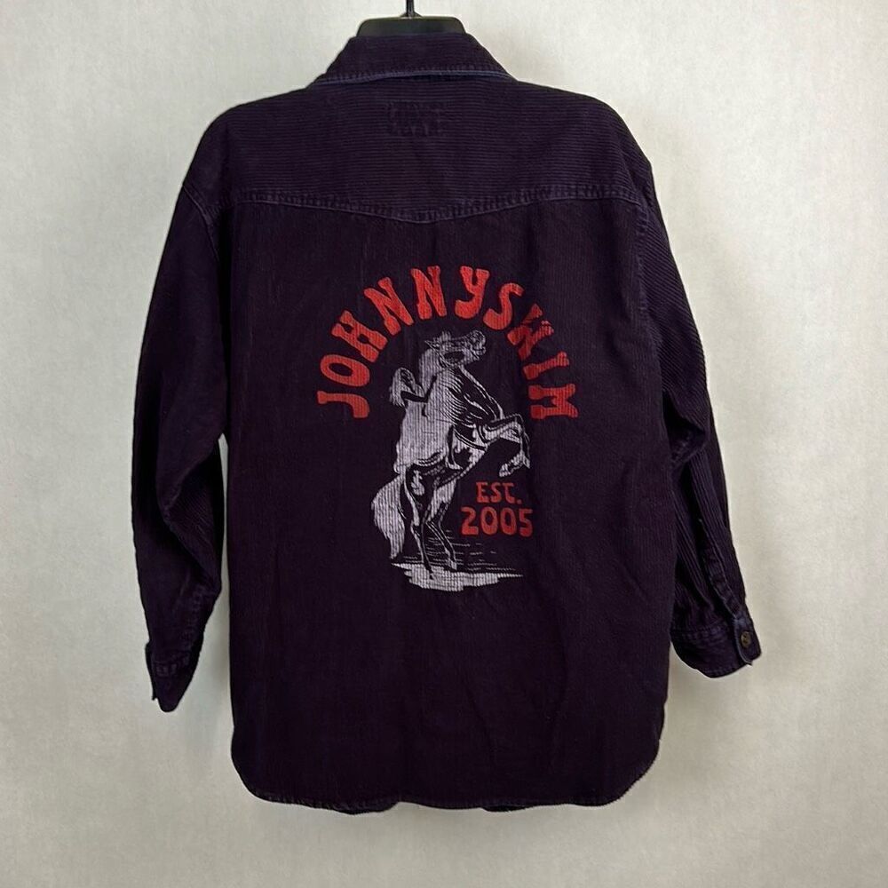 Johnny Swim Corduroy Shirt Jacket Sz Large Purple Button Front Soho Compagnie St